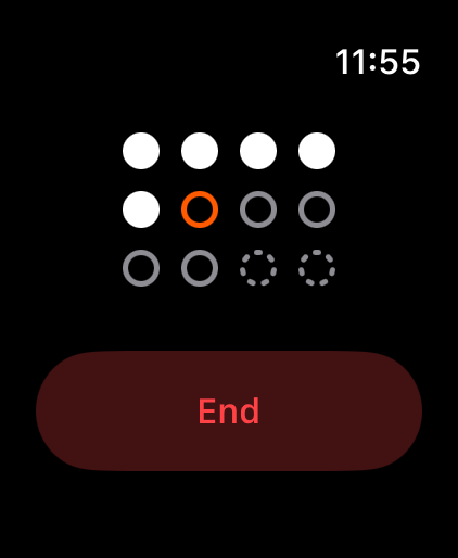 An interval session in progress, shown as dots