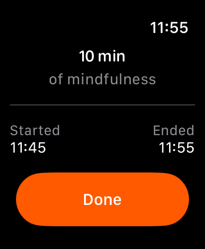 Session summary with start and end times