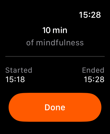 Session summary with start and end times